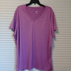 Davina Heather Radiant Orchid Short Sleeve V-neck Relaxed Tees Size-3X